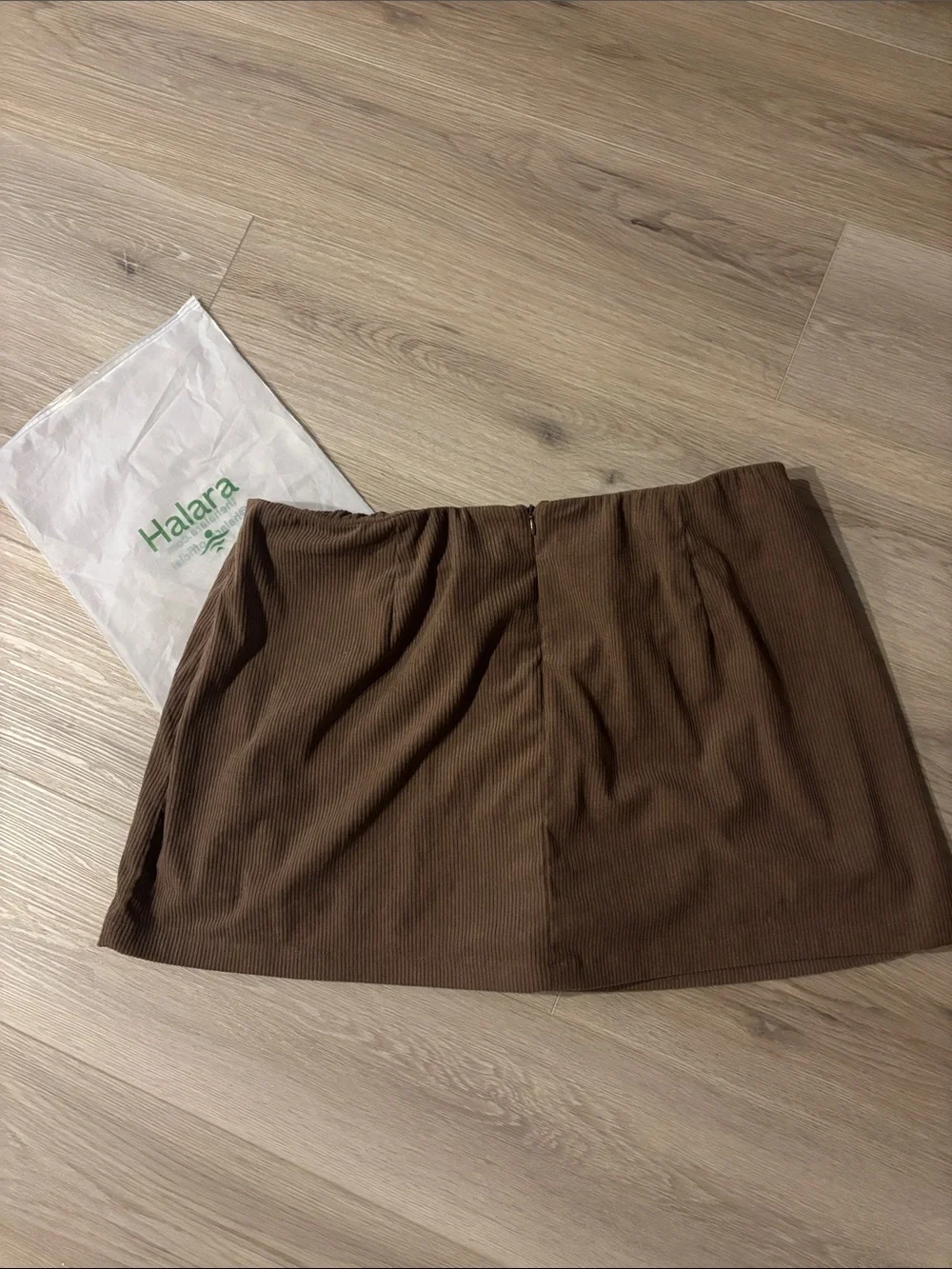 Halara Corduroy Brown Mini Skirt Skort Black Inner Shorts MSRP $51